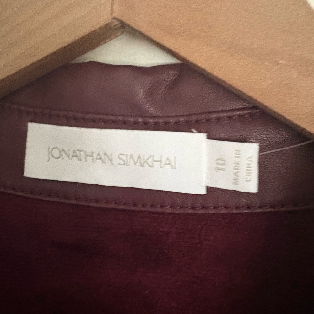 Jonathan Simkhai Louisa Deep Red Faux Leather Twist Chic Top Womens size 10 NWOT - Picture 4 of 8